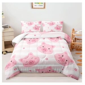 Pink Piggy Comforter Bedding 3 Pc Set-TWIN